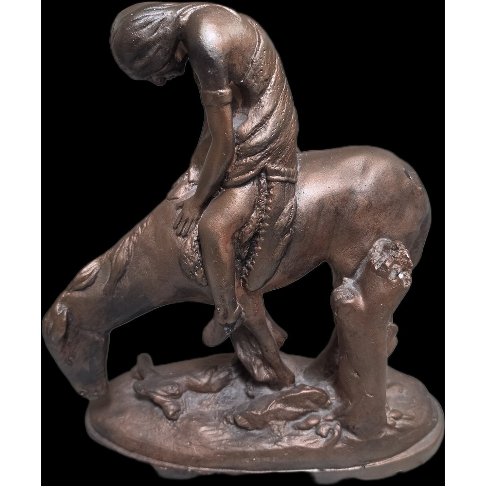 VTG End Of The Trail On Horseback Native American Indian Statue By Red Mill 11"